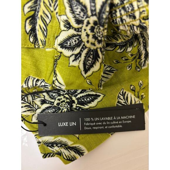 Tahari 100% Linen Wide Leg Pants Tropical Leaf NWT Size Large - Picture 7 of 7